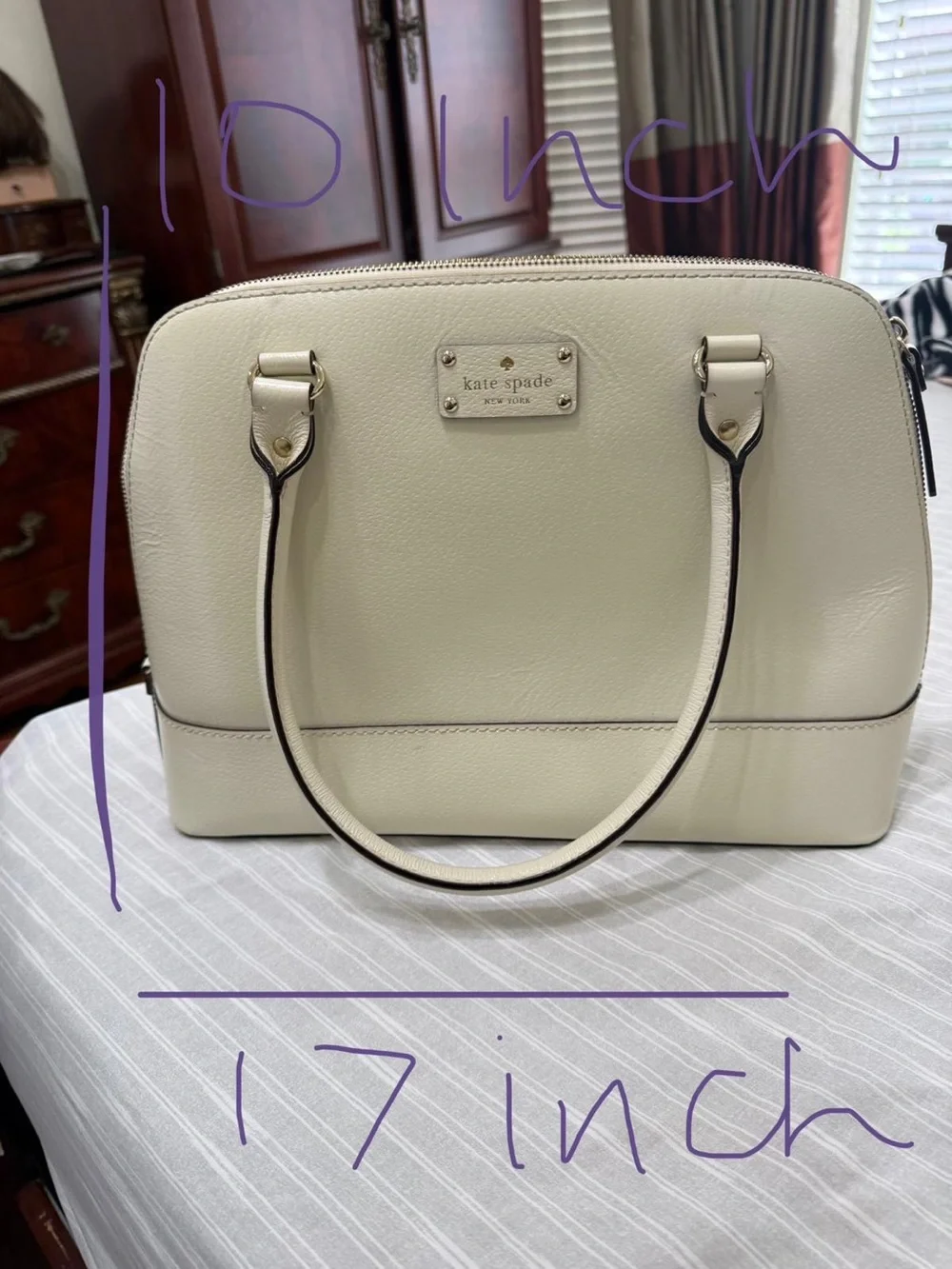 kate spade Cream Dome Satchel with Gold Hardware